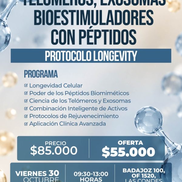 Taller | Telomeros, Exosomas y Bioestimuladores con péptidos 30/10/26